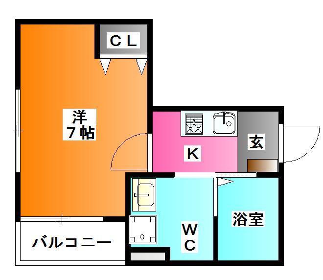 クレール神谷(1K/1階)の間取り写真