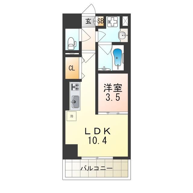 KG ソフィア アベノ播磨町(1LDK/8階)の間取り写真
