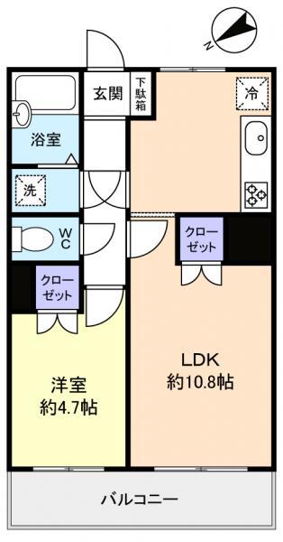 西船橋駅前パーク・ホームズ(1LDK/9階)の間取り写真