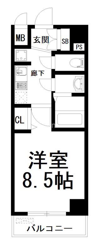 アドバンス京都エーデル(1K/4階)の間取り写真