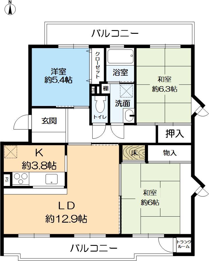 ウィズ甲子園口(3LDK/2階)の間取り写真