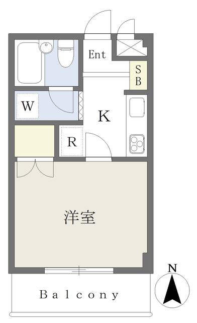 タカラ峰ハイツA棟(1K/2階)の間取り写真