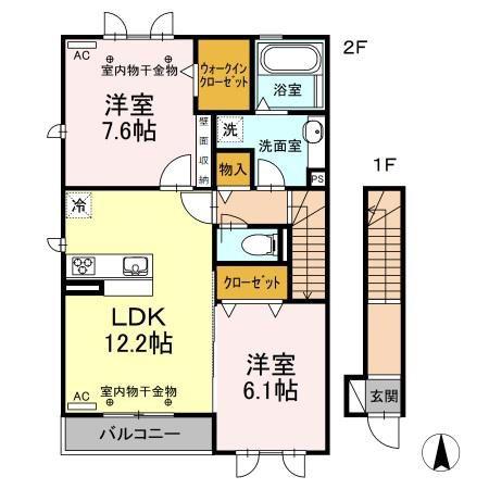 VILLANAGAYA A棟(2LDK/2階)の間取り写真