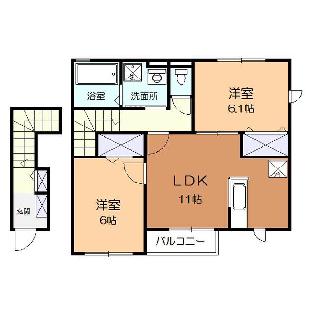 サニーハウス(2LDK/2階)の間取り写真