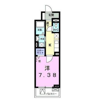 カシェット(1K/3階)の間取り写真
