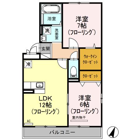 グローバル ジェネシス(2LDK/2階)の間取り写真