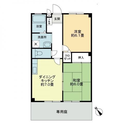 フォブール川津 D棟(2DK/2階)の間取り写真