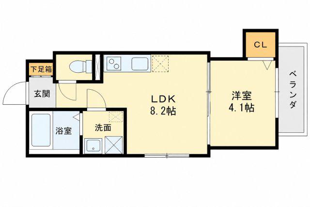 シーサイドヒル西新町(1LDK/1階)の間取り写真