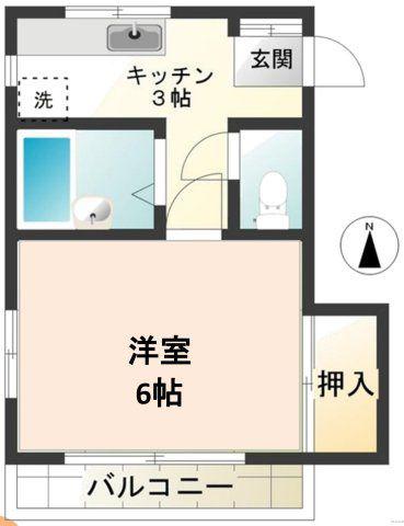 石橋ハイツ(1K/3階)の間取り写真