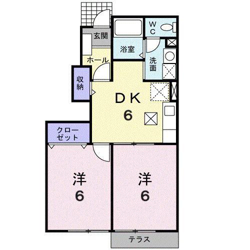セゾンパルテール(2DK/1階)の間取り写真