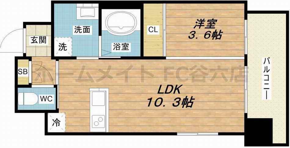 ノルデンハイム同心(1LDK/10階)の間取り写真