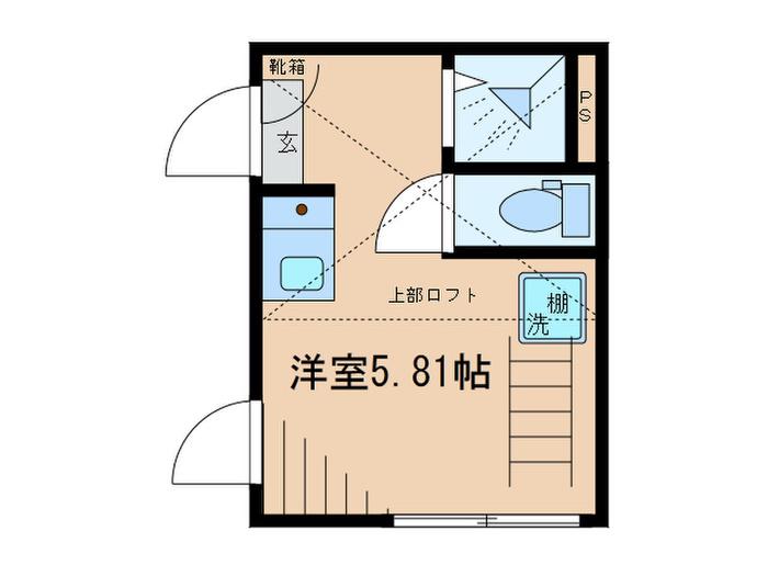 KULA不動前(ワンルーム/1階)の間取り写真