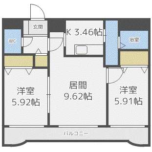 ルシード菊水元町(2LDK/2階)の間取り写真