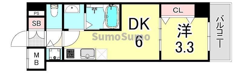 エスタート塚本(1DK/5階)の間取り写真