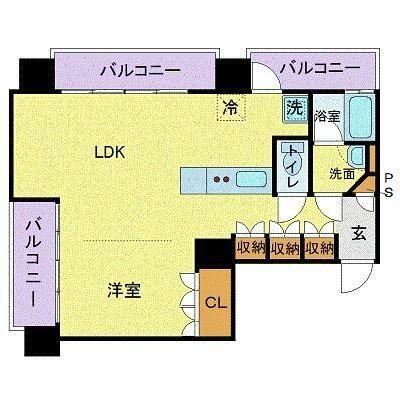 フロリス オーランティウム3(1LDK/8階)の間取り写真