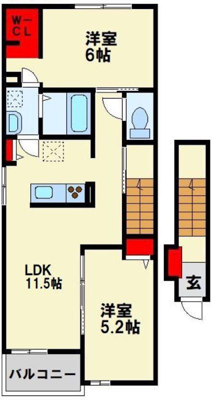 ハッピースマイルビラIII(2LDK/2階)の間取り写真