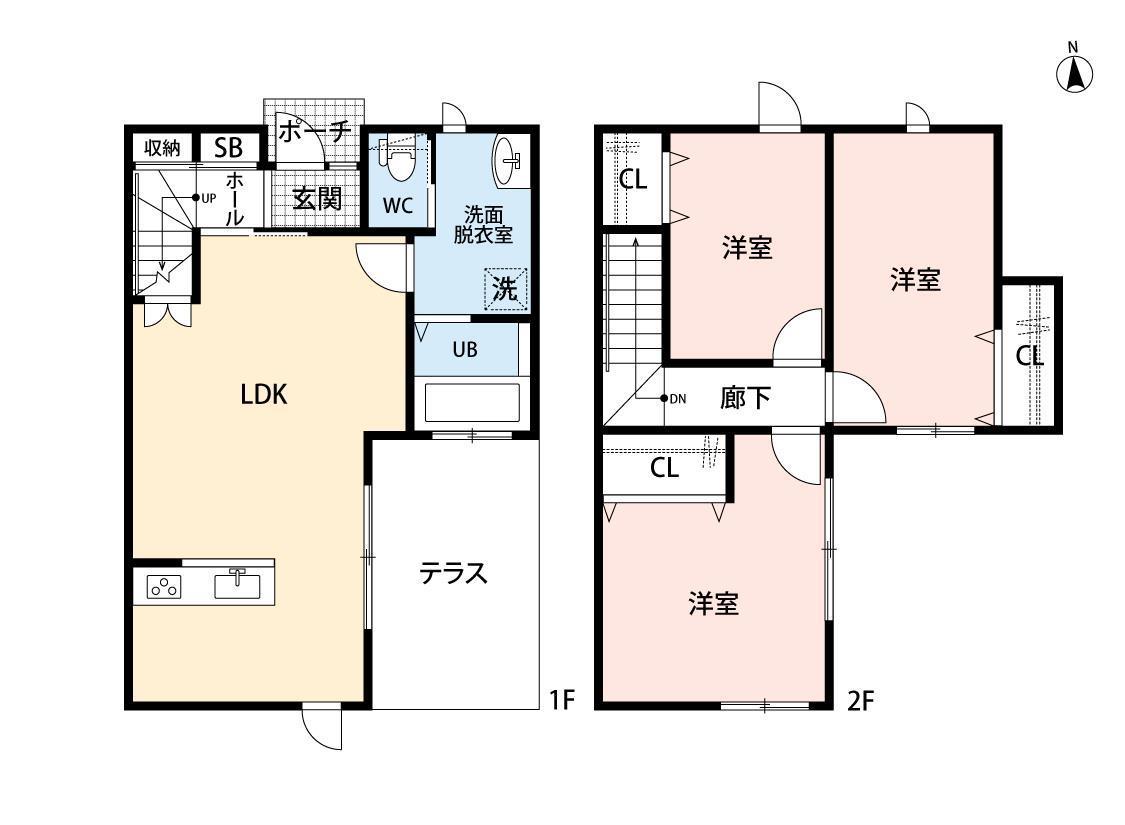 東若林町キャレノワール(3LDK/1階)の間取り写真