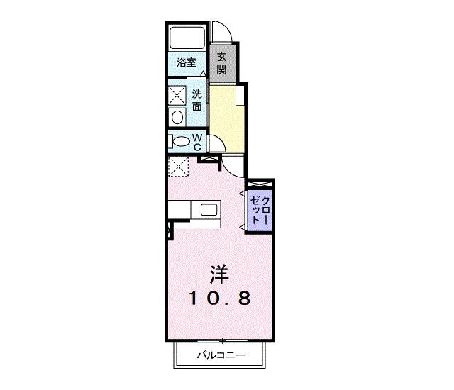 フォンテーヌ II(ワンルーム/1階)の間取り写真