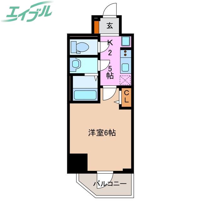 プレサンス四日市諏訪町ブライタス(1K/7階)の間取り写真