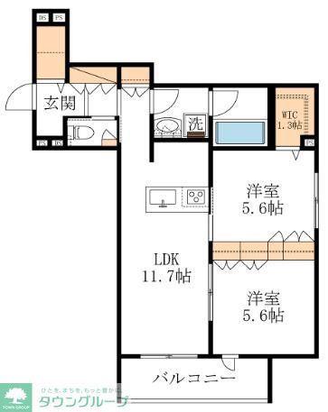 LARGO SERENO(2LDK/2階)の間取り写真