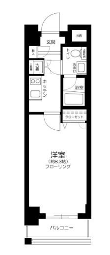 プレール・ドゥーク東京イーストIII(1K/8階)の間取り写真
