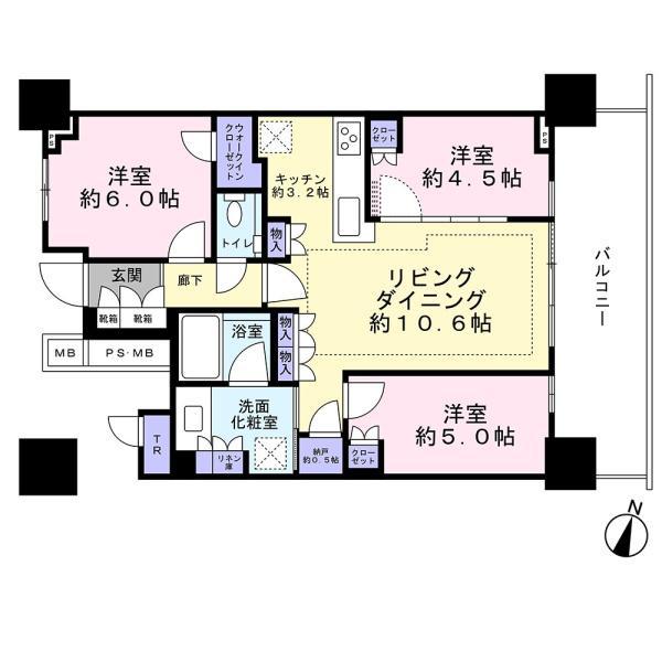 URAWA THE TOWER(3LDK/12階)の間取り写真
