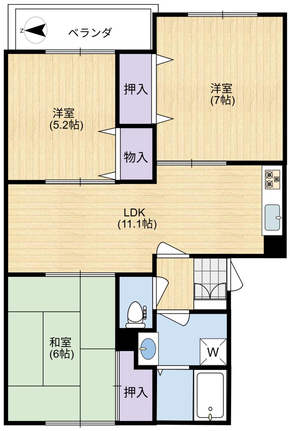 グランデール(3LDK/2階)の間取り写真