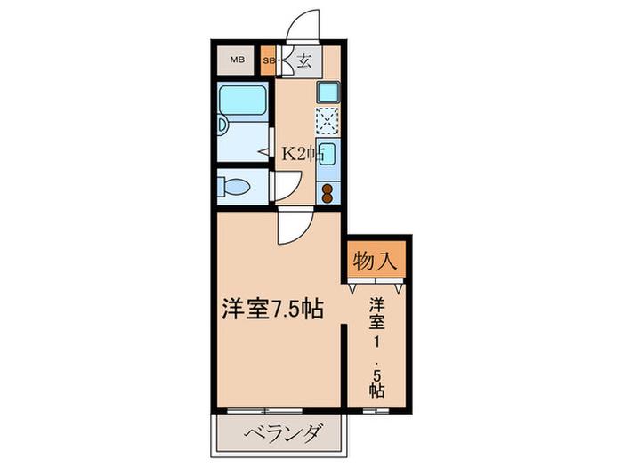 メゾン桐生(2K/5階)の間取り写真