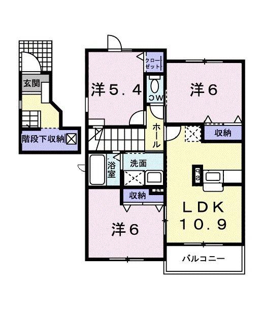 ミルキー・ウェイ壱番館(3LDK/2階)の間取り写真