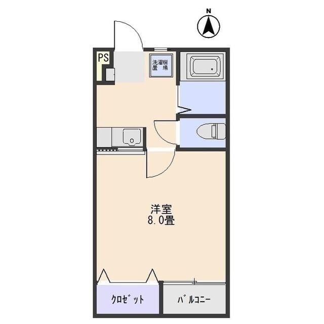 スクウェアコートC棟(1K/1階)の間取り写真