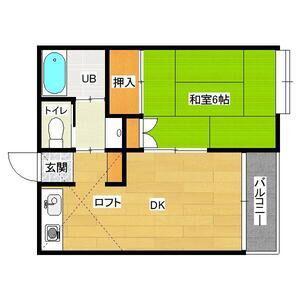 アルビヨン下大口(1DK/1階)の間取り写真