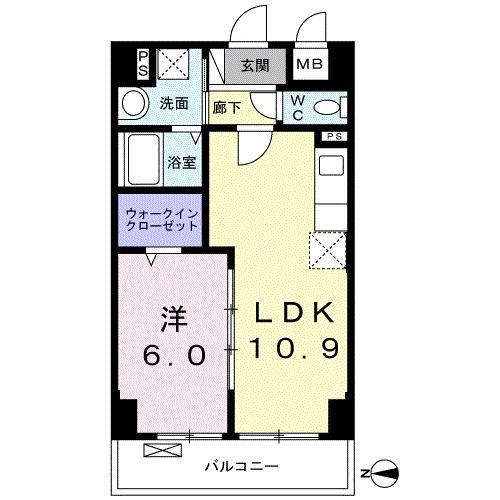 ル・カトレヤ(1LDK/6階)の間取り写真