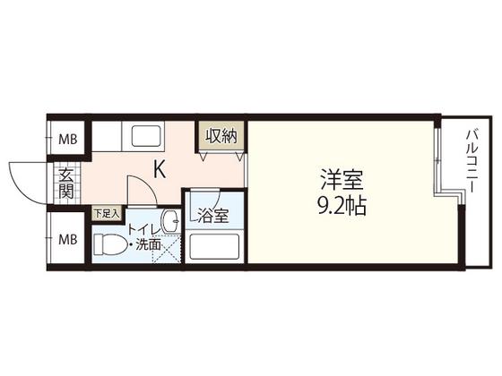 リバージュ宇品(1K/4階)の間取り写真