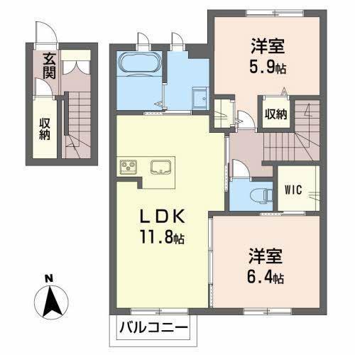 レフィアント土崎(2LDK/2階)の間取り写真