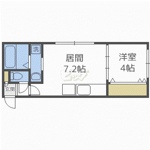 グランデ円山(1DK/4階)の間取り写真