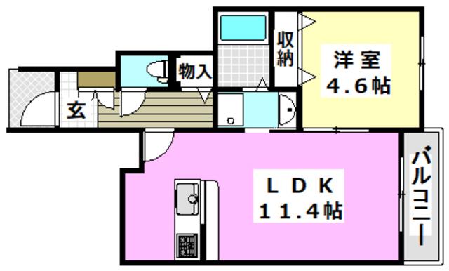 アルテール摂津(1LDK/1階)の間取り写真