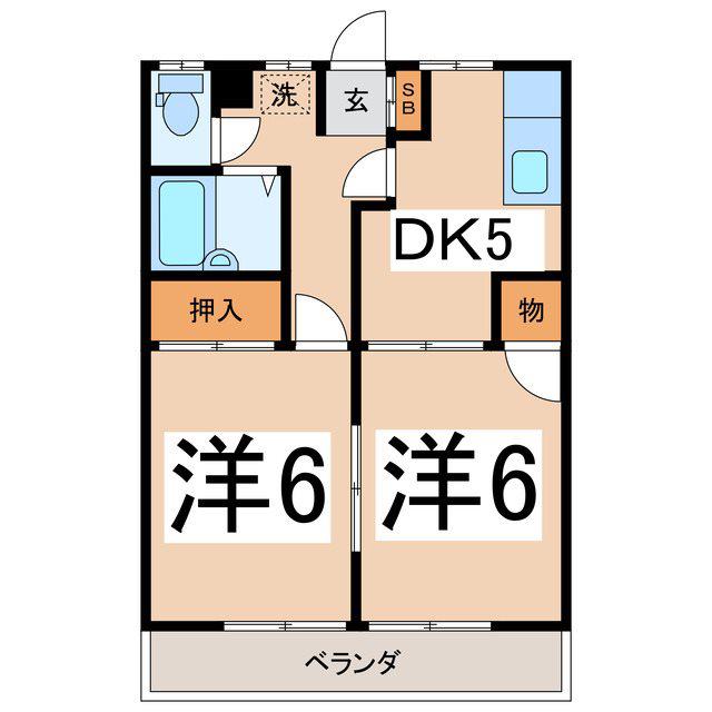 ハイツイノウエ(2DK/1階)の間取り写真