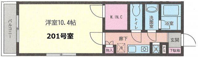 旭ハイツ(1K/2階)の間取り写真