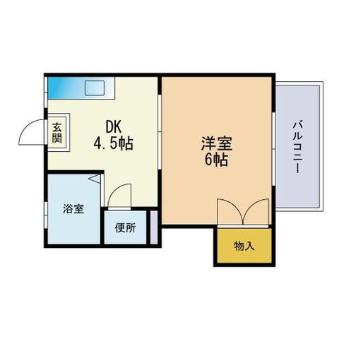 クリーンエイト(1DK/2階)の間取り写真