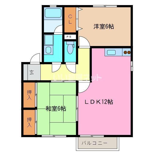 メゾンクレストA(2LDK/1階)の間取り写真
