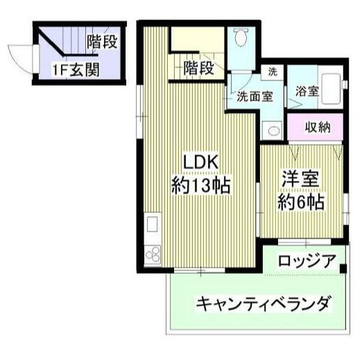 アワースタイルアパートメント(1LDK/2階)の間取り写真