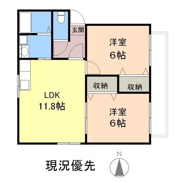 ウィンベル・ソロ(2LDK/2階)の間取り写真
