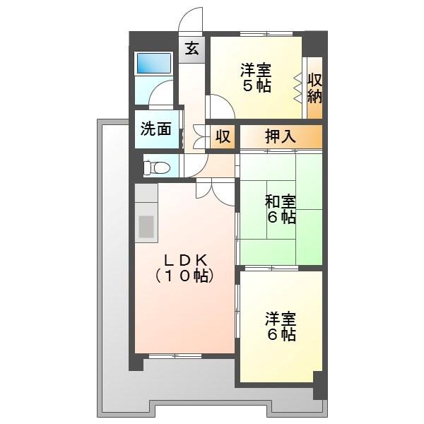 ロイヤルメゾンII(3LDK/4階)の間取り写真