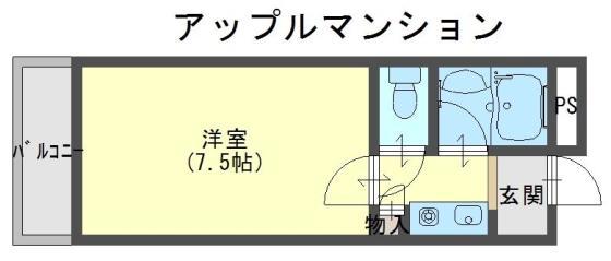 アップルマンション(1K/2階)の間取り写真