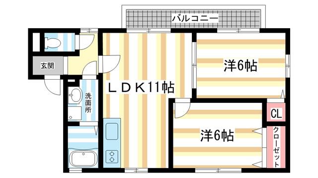 クレールさほ(2LDK/1階)の間取り写真
