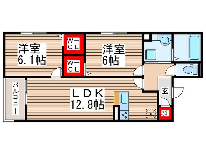 ウエスト レジデンス(2LDK/2階)の間取り写真