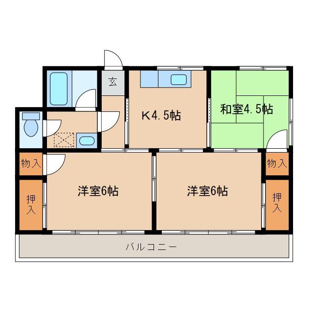 コーポ堀(3K/2階)の間取り写真