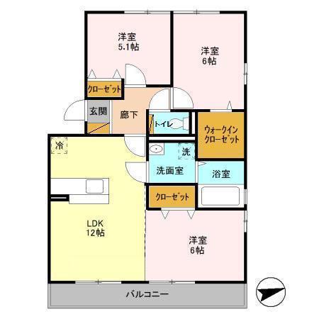 アクアコート(3LDK/2階)の間取り写真