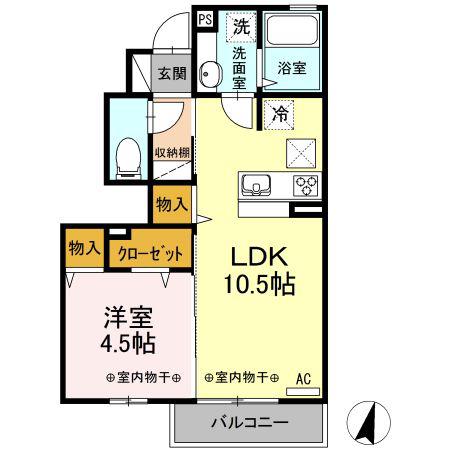 フィオーレ/ルミエール ルミエール(1LDK/1階)の間取り写真
