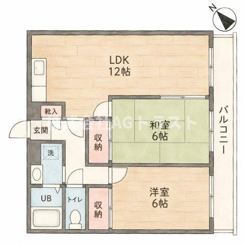 カーサゼルコバ(2LDK/1階)の間取り写真